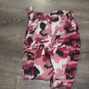 American Bazi Pink Camo High Waist Cargo Pants